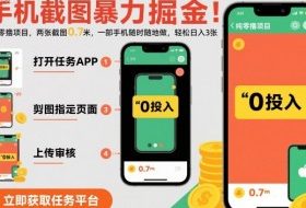 手机截图暴力掘金，两张截图0.7米，一部手机就能做，轻松日入3张【揭秘】
