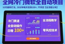 全网冷门微软全自动挂G项目，10月最新打法，30分钟每天低保100+，不风控【全流程公布】【揭秘】
