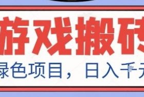 最新绿色全自动游戏搬砖项目，日入1k，收益稳定新手可做，无脑操作有手就行【揭秘】