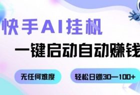 快手AI挂G，一键启动自动挣钱无任何难度，轻松日入30—100+【揭秘】