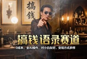 搞钱语录赛道，0成本，全AI操作，对小白友好，变现方式多样
