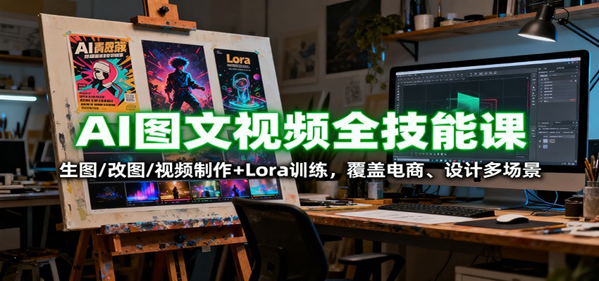 AI图文视频全技能课:生图/改图/视频制作+Lora训练,覆盖电商 、设计多场景 AI图文视频全技能课:生图/改图/视频制作+Lora训练,覆盖电商 、设计多场景