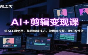 AI+剪辑变现课：学AI工具使用、掌握剪辑技巧，做爆款视频，接任务带货
