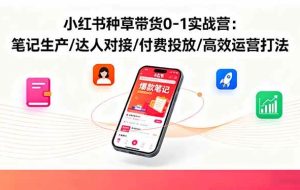 （16310期）小红书种草带货0-1实战营：笔记生产/达人对接/付费投放/高效运营打法