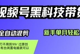 视频号黑科技短视频带货，新手一个月也1W+，纯搬运一刀不用剪，零投入【揭秘】