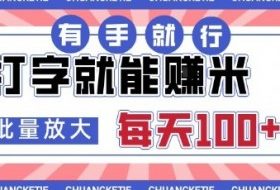 打字賺米，有手就行，日入几张，随时随地可做，可矩阵放大【揭秘】