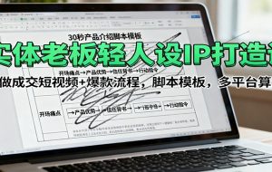 实体老板轻人设IP打造课：做成交短视频+爆款流程，脚本模板，多平台算法