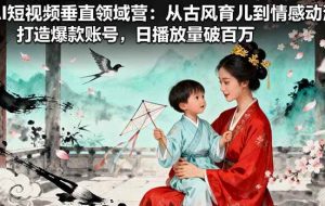 （16195期）AI短视频垂直领域营：从古风育儿到情感动漫，打造爆款账号,日播放量破百万