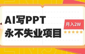 （16213期）2025年用AI代写PPT打金，一单100-3K， 永不失业项目，细分蓝海领域