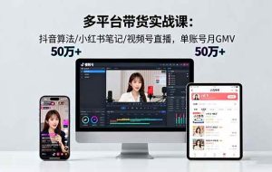 （16254期）多平台带货实战课18.0：抖音算法/小红书笔记/视频号直播，单账号月GMV50w+
