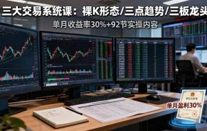 （16269期）三大交易系统课：裸K形态/三点趋势/三板体系，单月收益率30%+92节实操内容