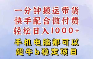 （16285期）快手黑科技一分钟搬运带货，一刀不剪过原创，微付费投流玩法，轻松日入…