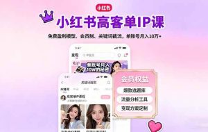 （16295期）小红书高客单IP课，免费盈利模型、会员制、关键词截流，单账号月入10万+