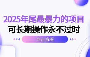 （16316期）2025年尾最暴力的项目可长期操作永不过时