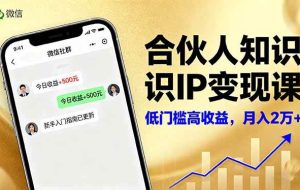（16325期）合伙人知识IP变现课，微信生态,内容创作与爆款打造,全网引流，新手月入2w+