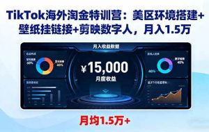 （16346期）TikTok海外淘金特训营：美区环境搭建+壁纸挂链接+剪映数字人，月入1.5万