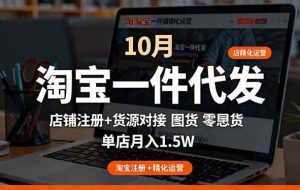 （16322期）淘宝一件代发精细化运营-10月：店铺注册+货源对接+零囤货，单店月入1.5w