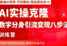 AI实操克隆：数字分身引流变现八步法训练营，驾驭AI变现创收的核心逻辑与实操方法