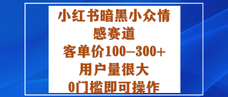 小红书暗黑小众情感赛道，客单价100-300+用户量很大，0门槛即可操作