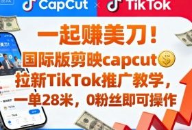 一起賺美刀！国际版剪映capcut拉新TikTok推广教学，一单28米，0粉丝即可操作（附推广入口和教学）