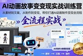 AI动画故事变现实战训练营，从素材到文案，从制作到变现，帮你打通AI动画制作变现全流程