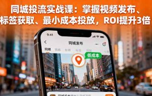 （16172期）同城投流实战课：掌握视频发布、标签获取、最小成本投放，ROI提升3倍