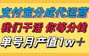 （16159期）十月最强捡钱项目，支付宝分成代运营，我们干活，你等着分钱！单号月产…
