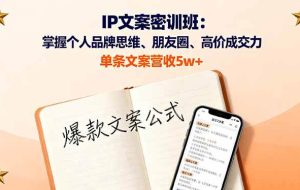 （16167期）IP文案密训班：掌握个人品牌思维、朋友圈、高价成交力，单条文案营收5w+