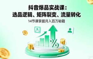 （16112期）抖音爆品实战课：选品逻辑、矩阵裂变、流量转化，14节课掌握月入百万秘籍