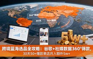 （16106期）跨境蓝海选品全攻略：谷歌+社媒数据360°筛款,30天50+爆款单店月入额外5w+