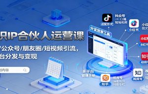知识IP合伙人运营课:微信/公众号/朋友圈/短视频引流,多平台分发与变现