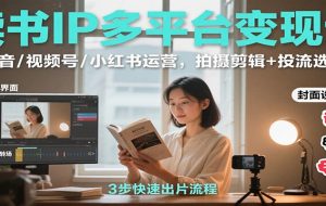 读书IP多平台变现课：抖音/视频号/小红书运营，拍摄剪辑+投流选品