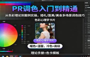 PR调色入门到精通：从色彩理论到案例实操，婚礼/医美/美食多场景调色技巧
