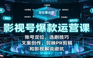 影视号爆款运营课：账号定位，选剧技巧，文案创作，剪映PR剪辑和影视解说避坑