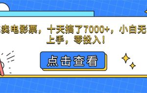 （16373期）靠卖电影票，十天搞了7000+，小白无门槛上手，零投入！