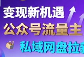 公众号流量主+私域网盘拉新，多方式变现，简单易上手，当天就有收益