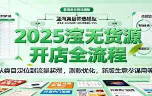 2025淘宝无货源开店全流程，从类目定位到流量起爆，测款优化，新版生意参谋用等