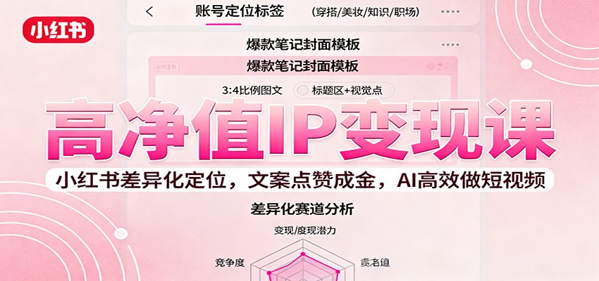 高净值IP变现课:小红书差异化定位,文案点赞成金, AI高效做短视频 高净值IP变现课:小红书差异化定位,文案点赞成金, AI高效做短视频