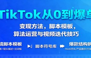 TikTok从0到爆单:变现方法,脚本模板,算法运营与视频迭代技巧