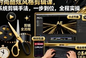 时尚酷炫风格剪辑课,系统剪辑手法,一步到位,全程实操