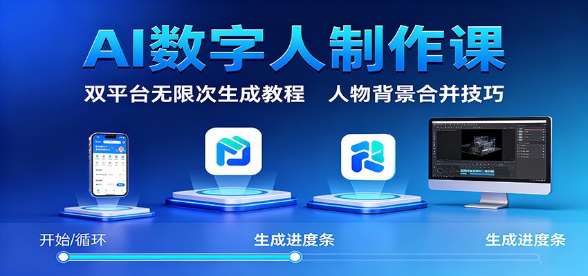 AI数字人制作课:双平台无限次生成教程,人物背景合并技巧 AI数字人制作课:双平台无限次生成教程,人物背景合并技巧