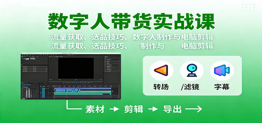 数字人变现实战课:流量获取、选品技巧、数字人制作与电脑剪辑 数字人变现实战课:流量获取、选品技巧、数字人制作与电脑剪辑