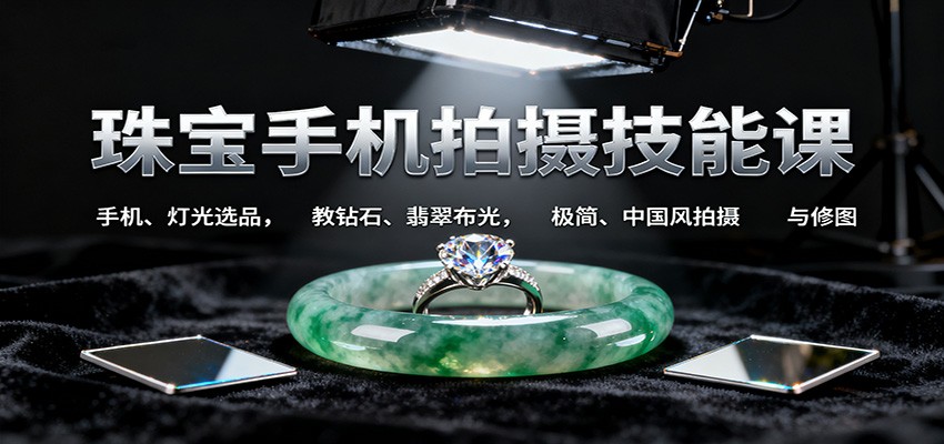 珠宝手机拍摄技能课:手机、 灯光选品,教钻石、翡翠布光,极简、中国风拍摄与修图 珠宝手机拍摄技能课:手机、 灯光选品,教钻石、翡翠布光,极简、中国风拍摄与修图