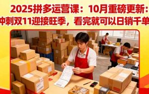 (16400期)2025拼多多运营课:10月重磅更新:冲刺双11迎接旺季,看完就可以日销千单