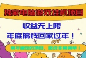 独家电脑游戏挂G项目,常年稳定,收益无上限,年底搞钱回家过年【揭秘】