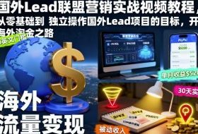 国外Lead联盟营销实战视频教程,从零基础到独立操作国外Lead项目的目标,开启海外淘金之路