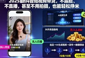 2025最新抖音短视频带货,不露脸、不直播,甚至不用拍摄,也能轻松挣米