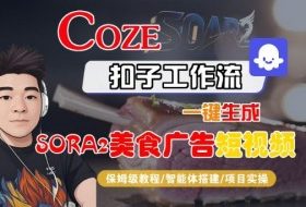 Coze扣子智能体工作流一键生成“SORA2美食广告“短视频，全流程保姆级教学
