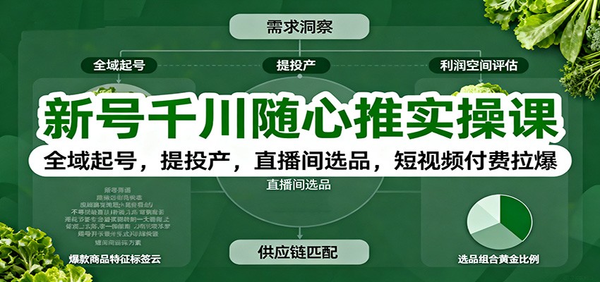 新号千川随心推实操课:全域起号,提投产,直播间选品,短视频付费拉爆 新号千川随心推实操课:全域起号,提投产,直播间选品,短视频付费拉爆