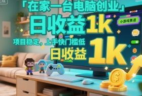 在家一台电脑创业,小游戏赛道,项目稳定,上手快门槛低,日收益1k+【揭秘】